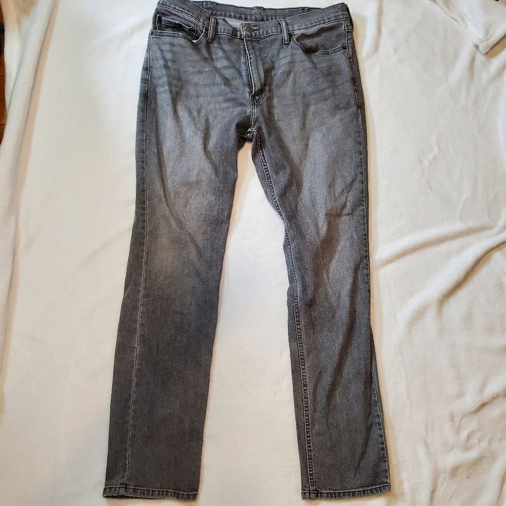 Levis 511 Size 38 X 32 Charcoal Grey Slim Men's Denim Jeans Faded GUC‎